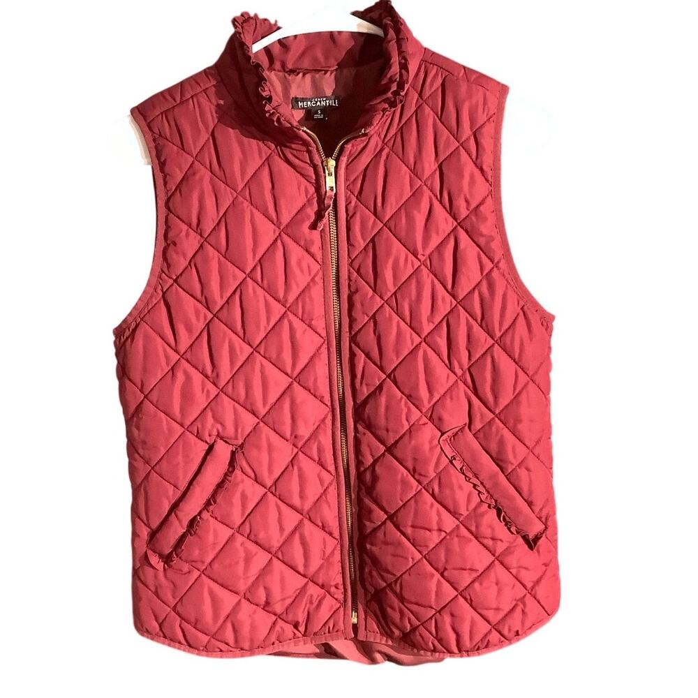 J.Crew Mercantile Maroon Quilted Vest Women’s S — Preppy, Cozy, Ruffle